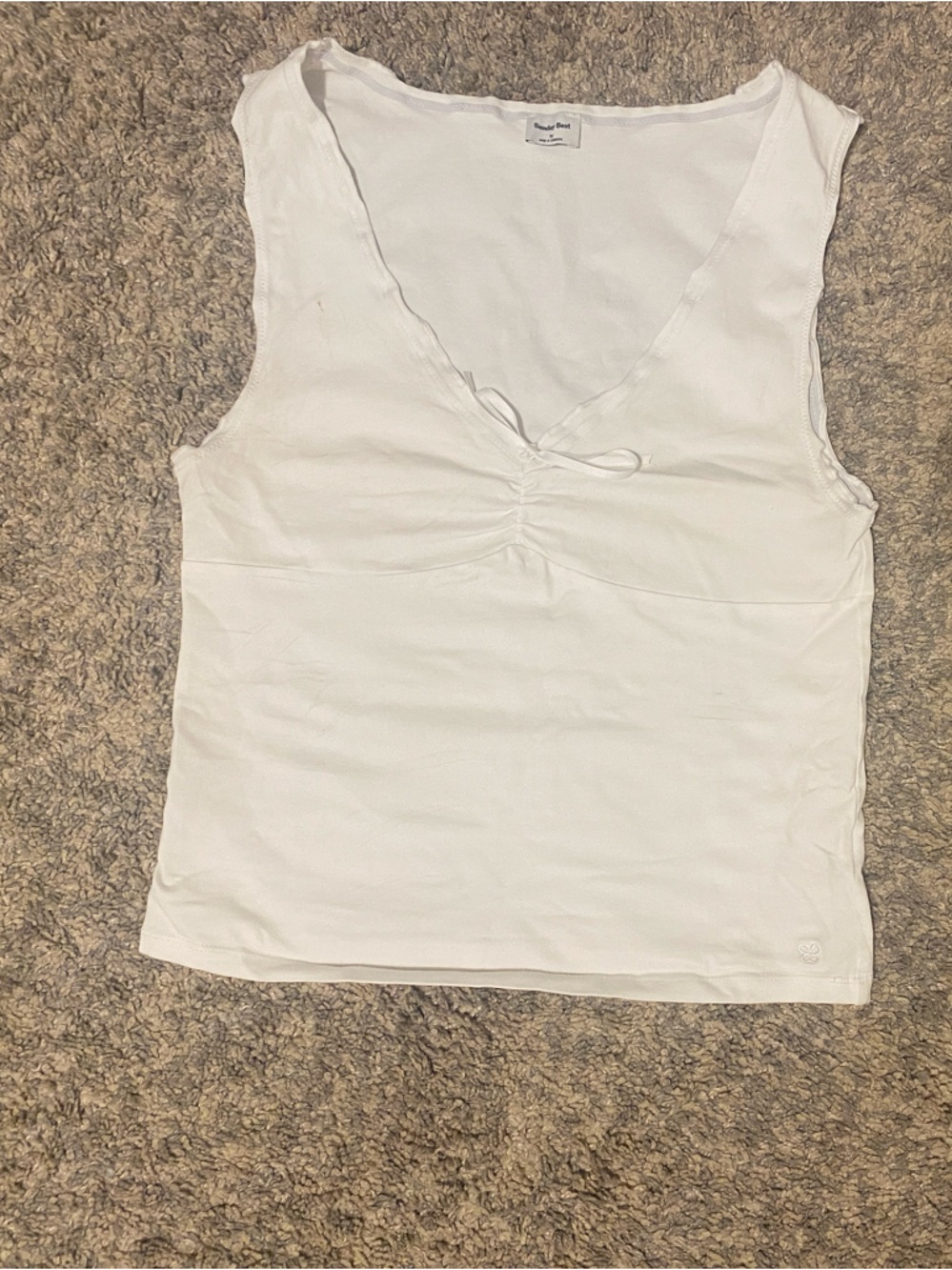 Aritzia Sunday Best White V-Neck Sleeveless Tank with Front Tie